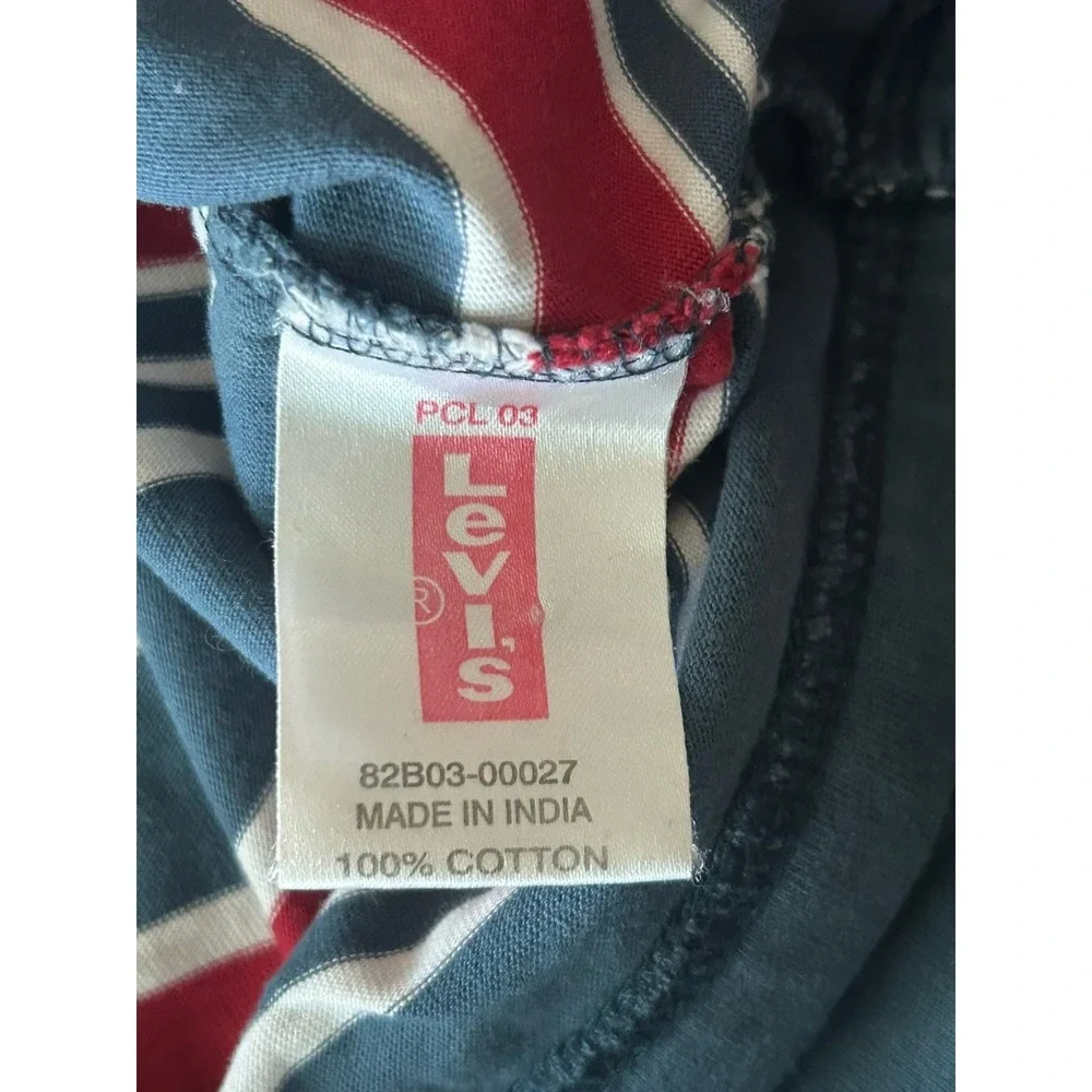 Vintage 2007 Levi's Red Tab Striped Polo Shirt - Men's Medium- LS Logo Y2K